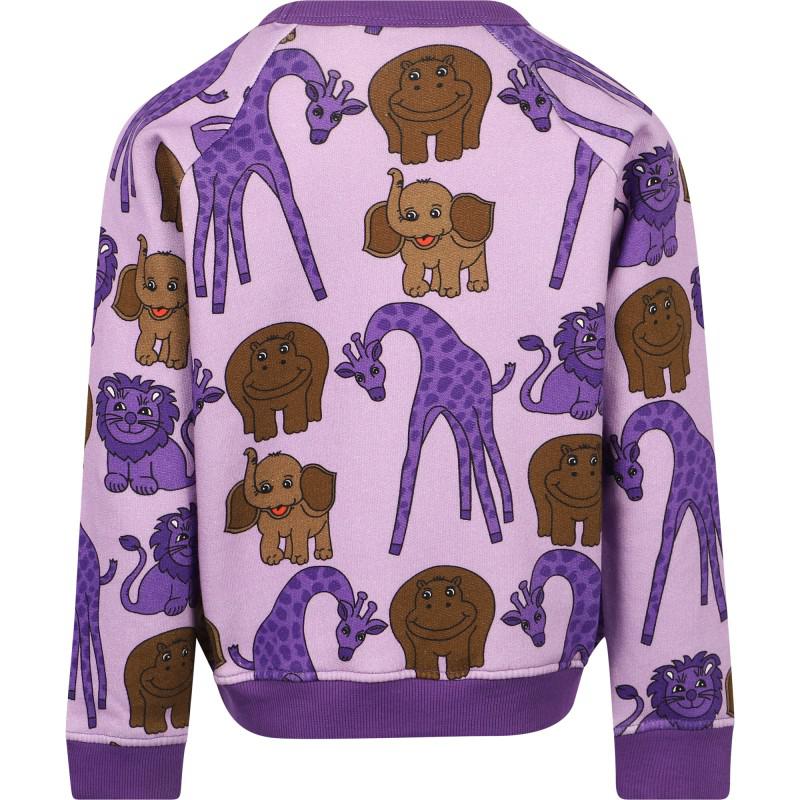 Småfolk Funny animals print organic sweatshirt in lavender