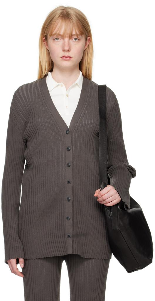 LAUREN MANOOGIAN Gray Column Cardigan