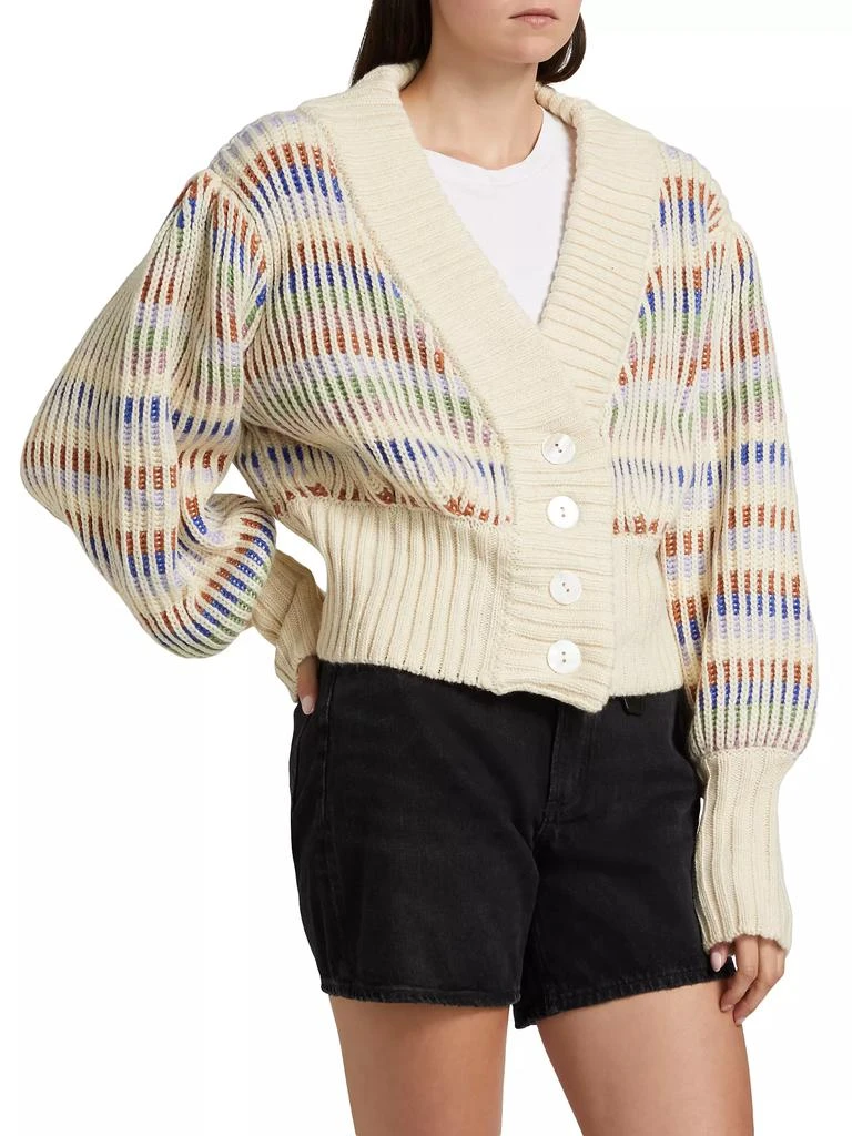 Farm Rio Striped Rib-Knit V-Neck Cardigan 4