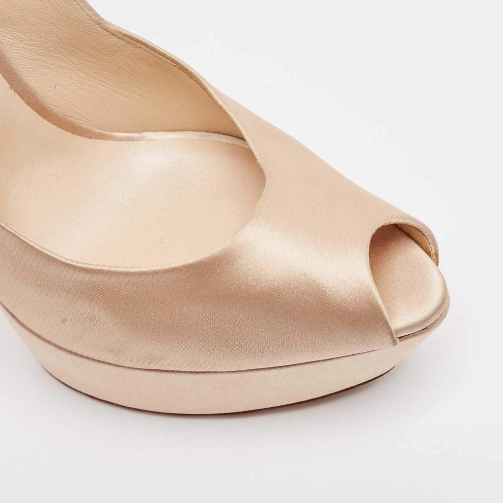 CASADEI Casadei Beige Satin Platform Peep Toe Pumps Size 41 7