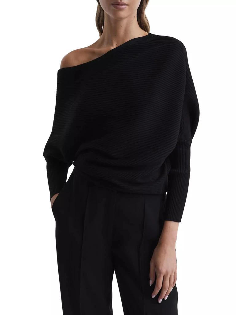 REISS Lorna Ribbed One-Shoulder Sweater 3