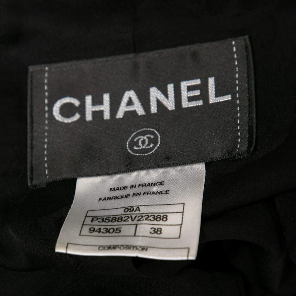Chanel Chanel Black Patterned Wool Open Front Blazer & Pencil Skirt Set M 5
