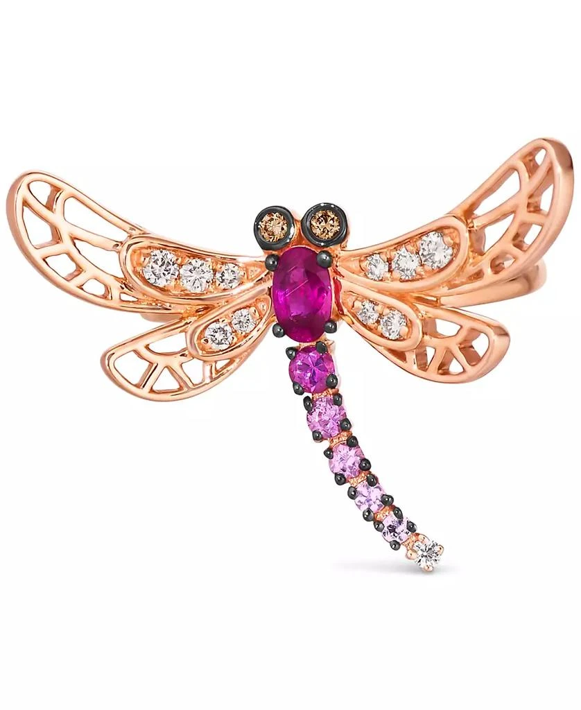 Le Vian Multi-Gemstone (3/8 ct. t.w.) 
Diamond (1/6 ct. t.w.) Dragonfly Ring in 14k Rose Gold 2