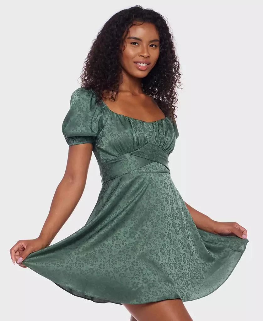 Juniors' Jacquard Floral Fit & flare Dress