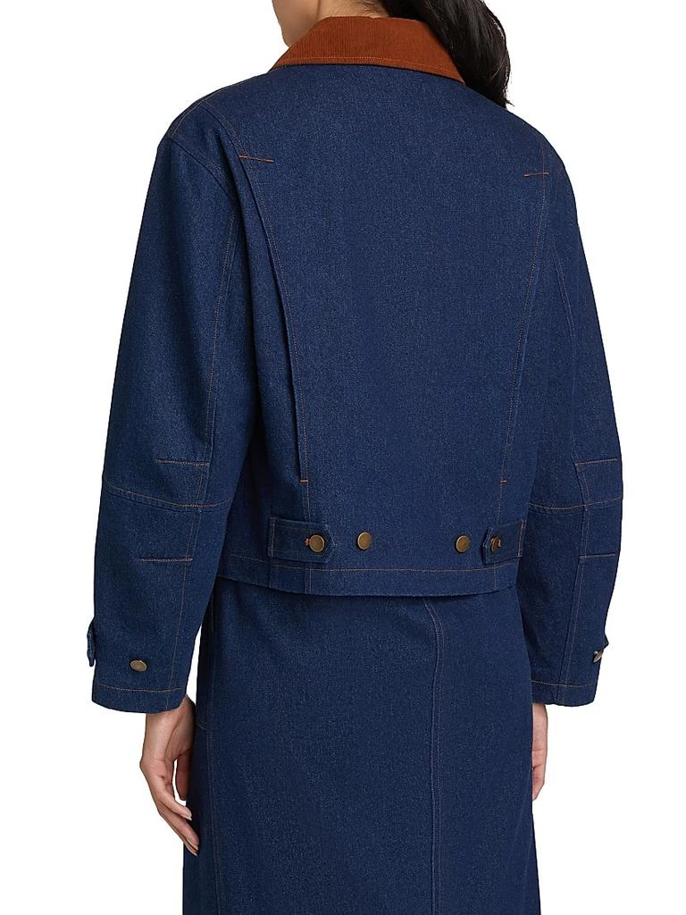 If Only Studio Corduroy-Collar Denim Jacket 5