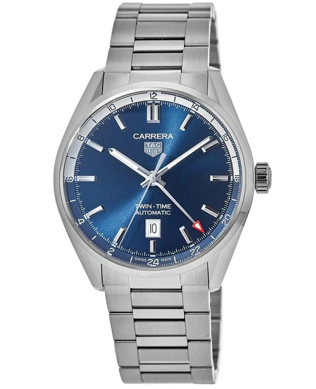 TAG Heuer Tag Heuer Carrera Calibre 7 Twin Time Automatic Blue Dial Steel Men's Watch WBN201A.BA0640 1