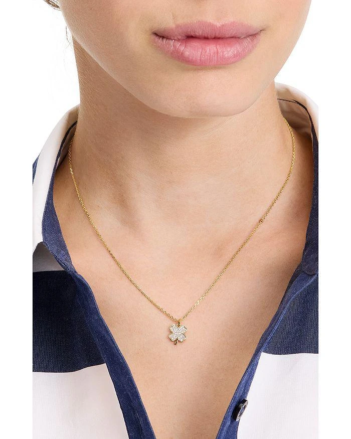 Kate Spade Pavé Clover Pendant Necklace in Gold Tone, 16"-19" 2