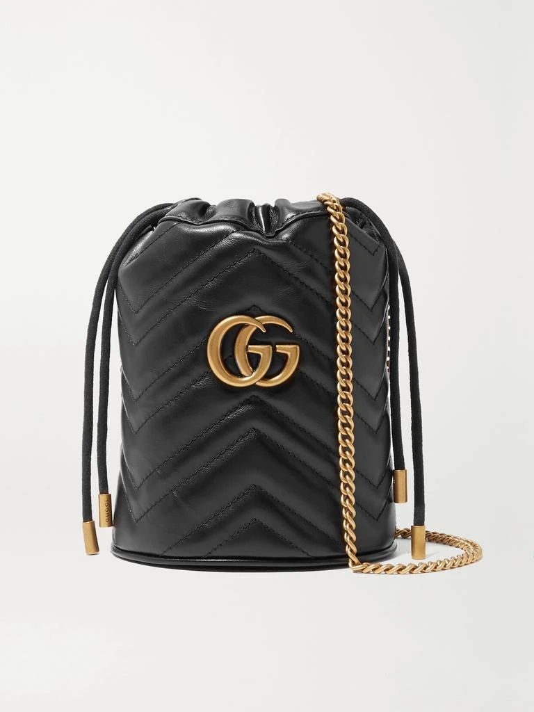 Gucci Gg Marmont 绗缝皮革迷你水桶包 1