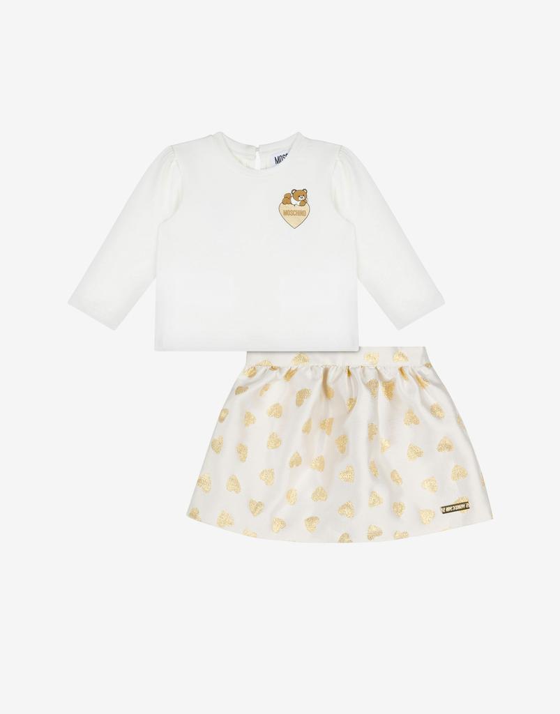 Moschino Allover Hearts T-shirt And Skirt Set