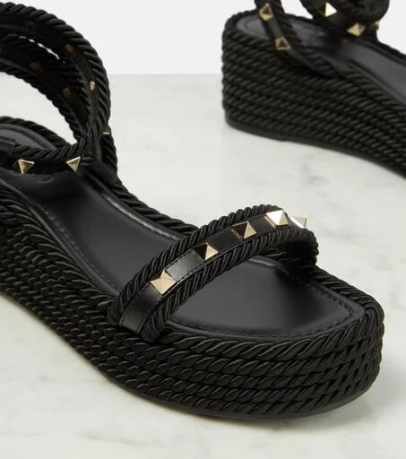 Valentino Rockstud leather espadrille wedges 6