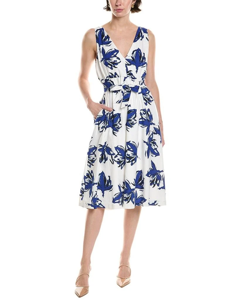 chinese dress ladies Anne Klein Women's Linen Blend Jazzy SharkBite Midi Dress Blue / S