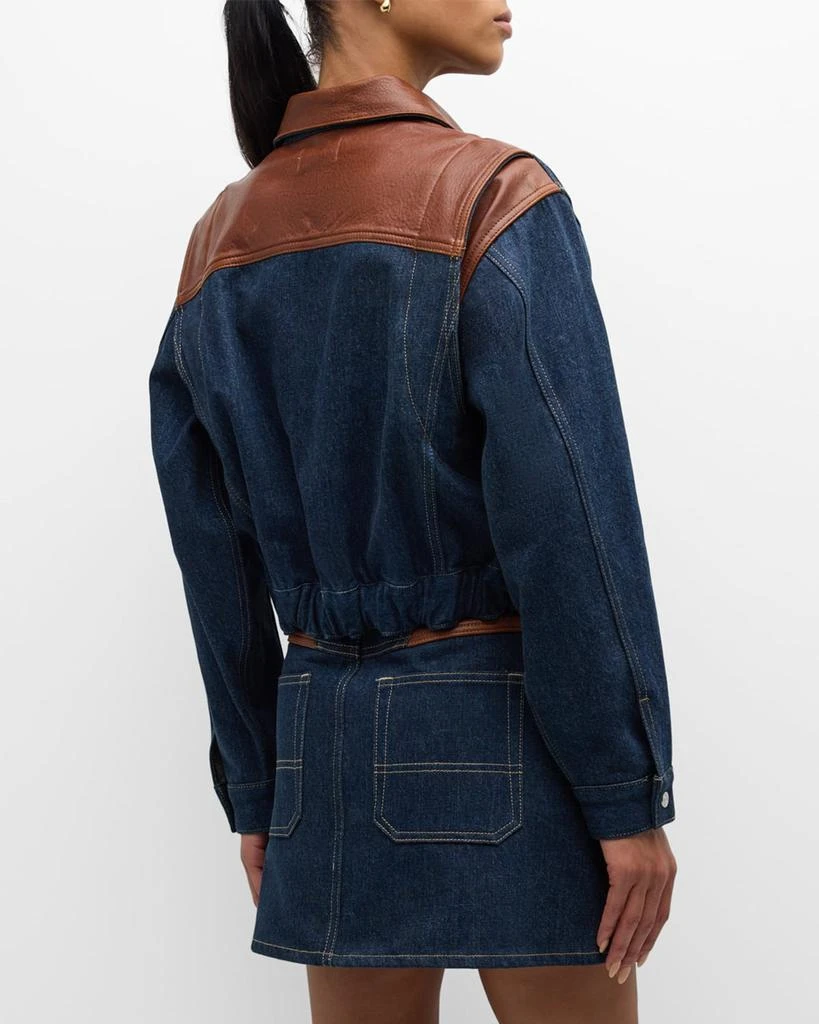 FRAME Atelier Denim and Leather Bomber Jacket 3