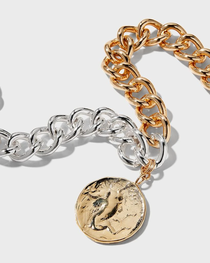 Devon Leigh Two-Tone Chain Coin Pendant Necklace 3
