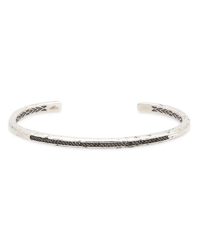John Varvatos Men
s Sterling Silver Distressed Black Diamond Skinny Cuff Bangle Bracelet