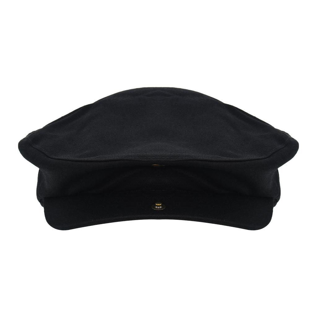 Concept One True Religion Flat Cap, Cotton Breathable Driving Newsboy Hat with Horseshoe Woven Logo, Black