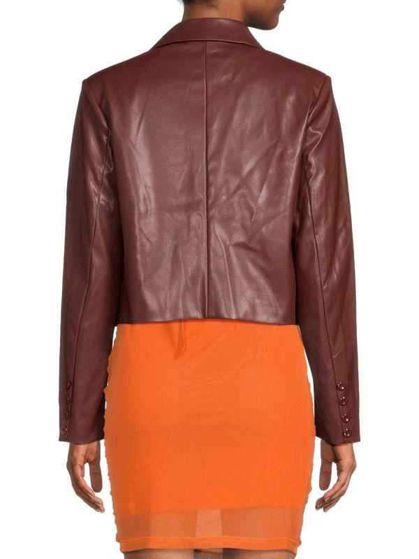 AREA Cropped Faux Leather Jacket 2