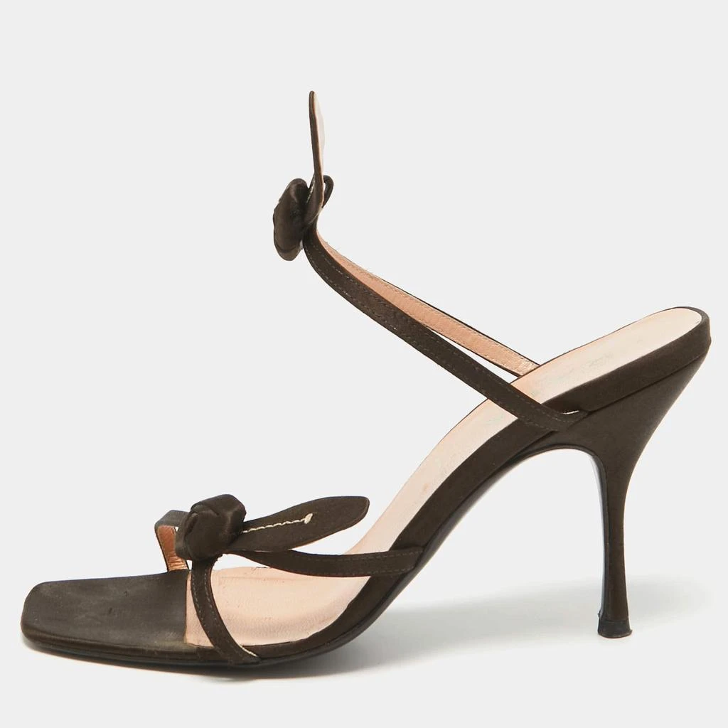 Prada Prada Brown Satin Slide Sandals Size 38.5 1
