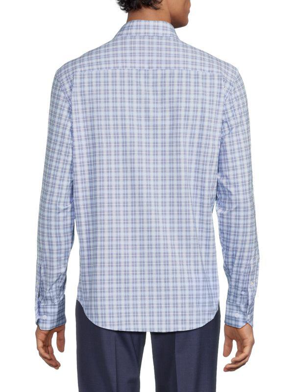 BUGATCHI Plaid Curved Hem Shirt