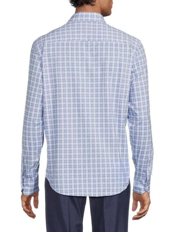 BUGATCHI Plaid Curved Hem Shirt 2