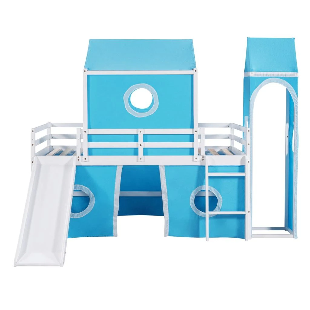 Streamdale Furniture Streamdale Twin Size Bunk Bed With Slide Tent And Tower 3