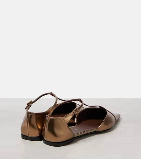 Max Mara Metallic leather ballet flats 2