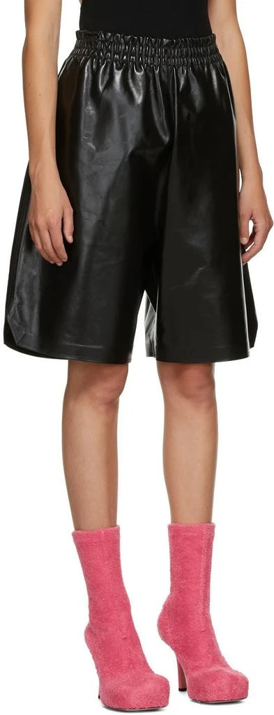 Bottega Veneta Black Leather Shiny Shorts 2