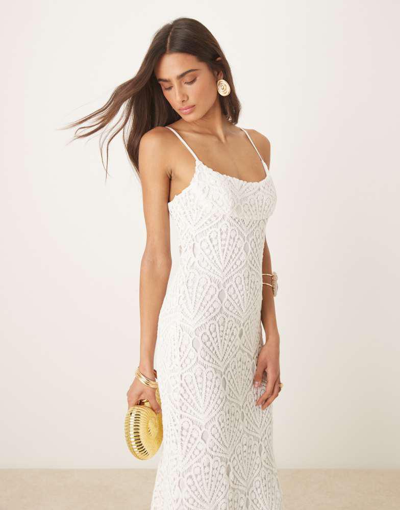 Bardot Bardot Adoni crochet midi dress in orchid white