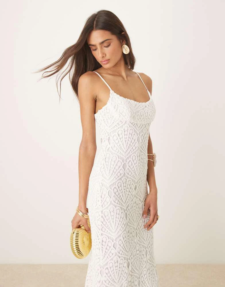 Bardot Bardot Adoni crochet midi dress in orchid white 1