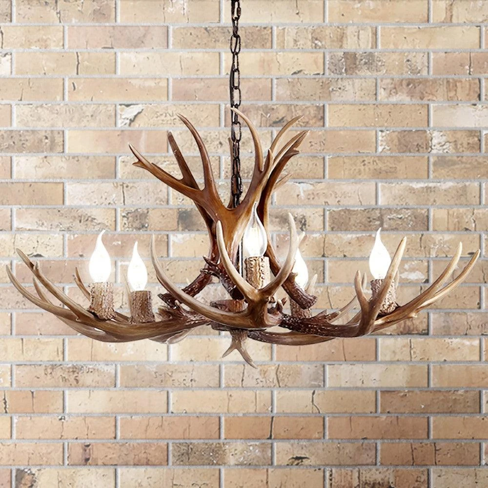 JONATHAN Y Eldora 30" Adjustable Resin Antler 5-Light LED Chandelier