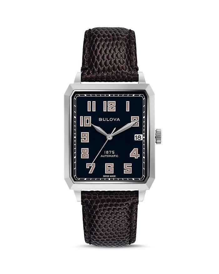 Bulova Limited Edition Joseph Bulova Breton Lizard-Embossed Leather Strap Automatic Watch, 32mm x 45.5mm