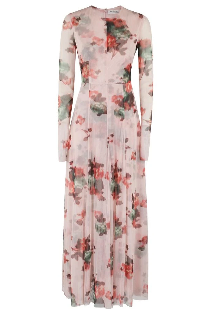 PHILOSOPHY di LORENZO SERAFINI Philosophy Di Lorenzo Serafini Flower Print Long Tulle Dress 1