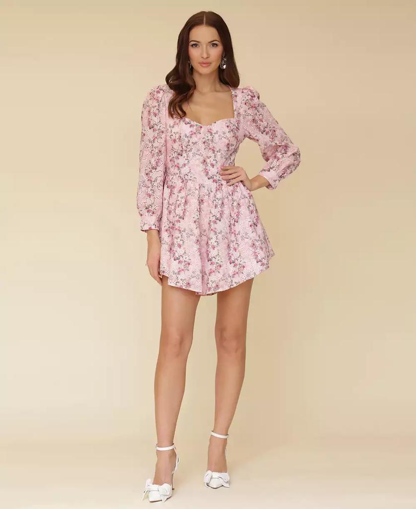Avec Les Filles Women's Floral Puff-Sleeve Mini Dress