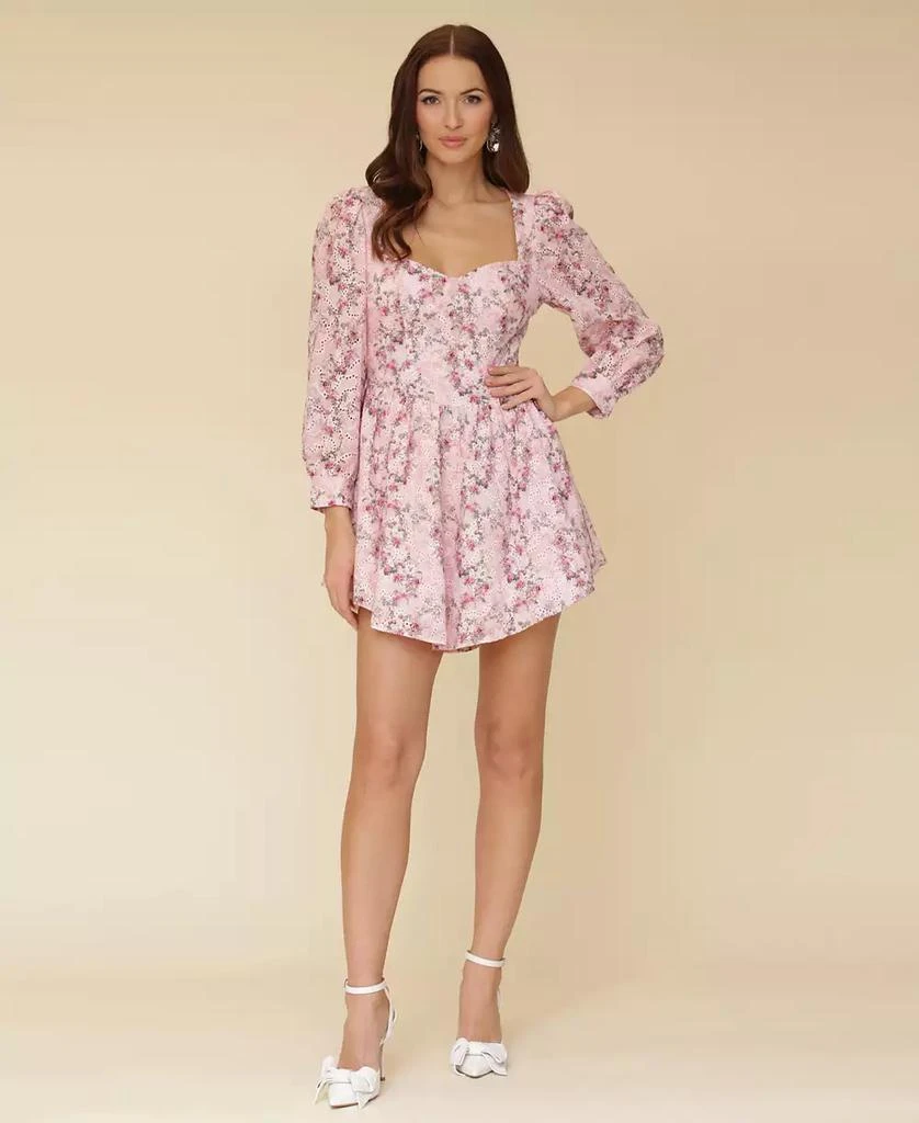 Avec Les Filles Women's Floral Puff-Sleeve Mini Dress 1
