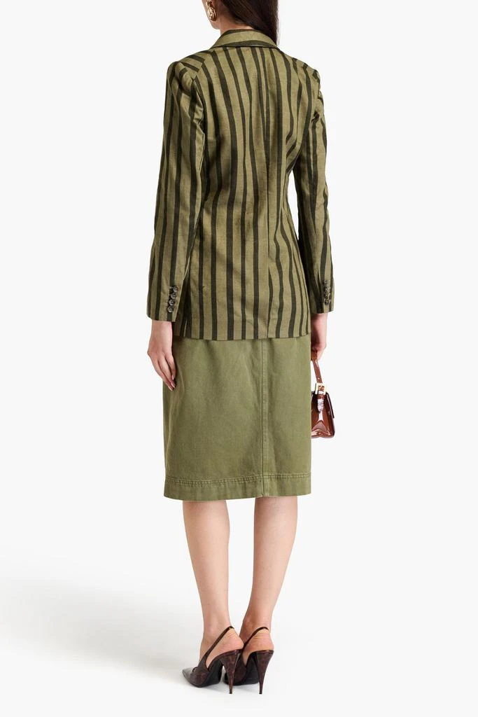 Diane von Furstenberg Madison double-breasted striped cotton and linen-blend blazer 3