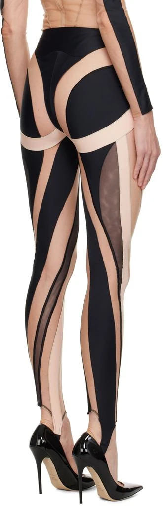 Mugler Black & Beige Spiral Leggings 3