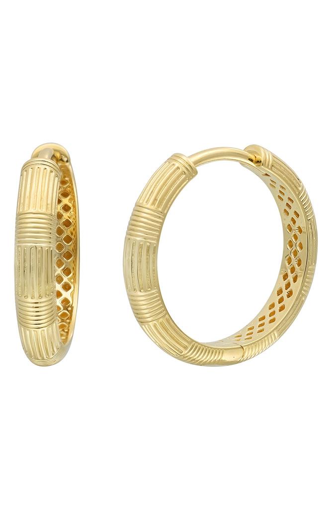 Bony Levy 14K Gold Crosshatched Hoop Earrings