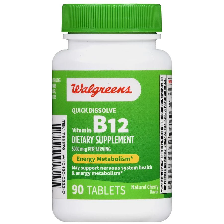 Walgreens Quick Dissolve Vitamin B12 5000 mcg Tablets (90 days) Natural Cherry 2