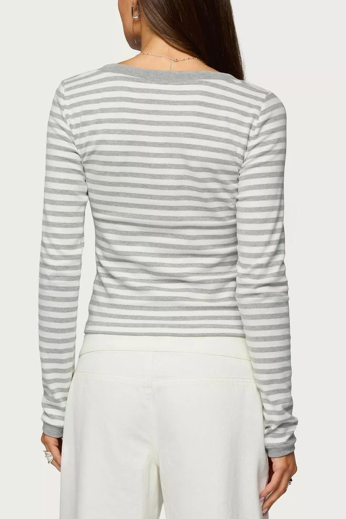 Edikted Edikted Kimi Striped Long Sleeve V Neck Top 5