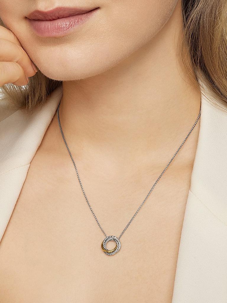 David Yurman Crossover Pendant Necklace in Sterling Silver with 18K Yellow Gold, 14.5mm