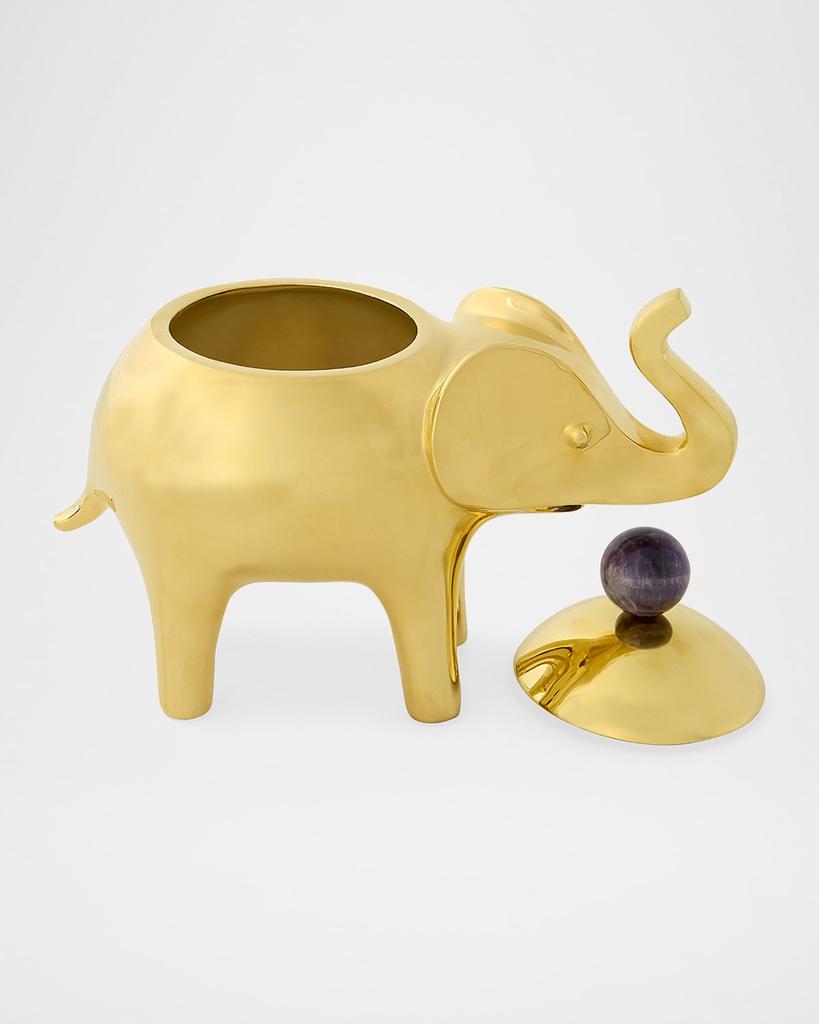 Jonathan Adler Brass Elephant Box with Amethyst Handle