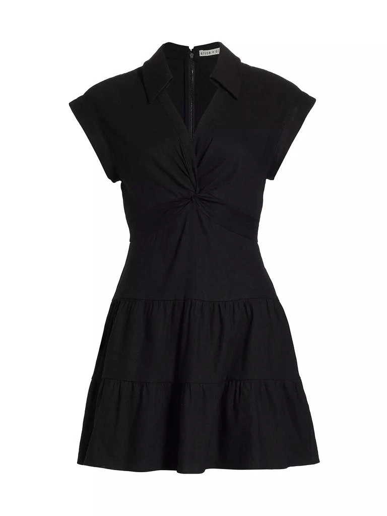 Alice + Olivia Mila Linen-Blend Twist Minidress 1