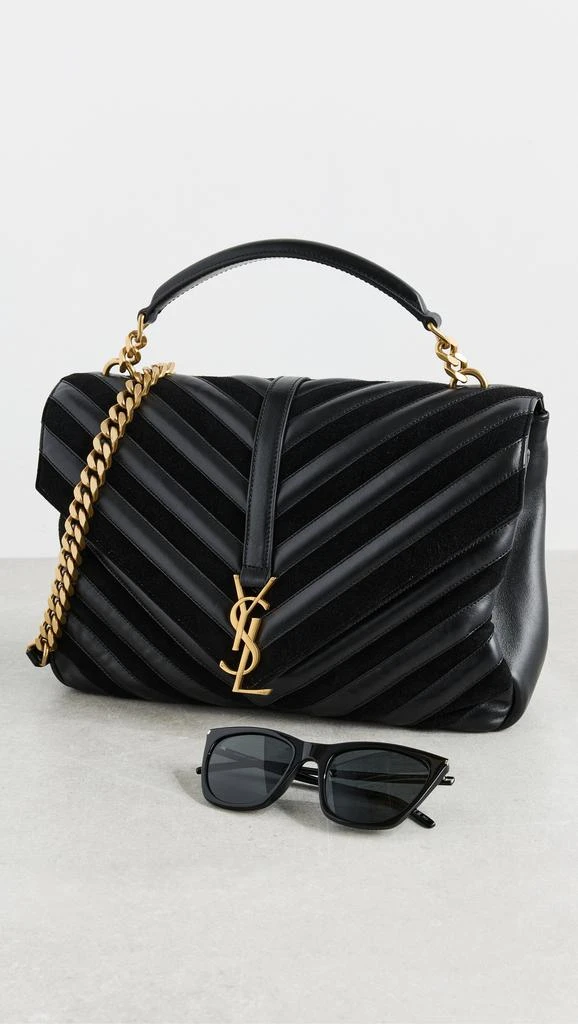 What Goes Around Comes Around YSL Black Patchwork College Large Bag 2