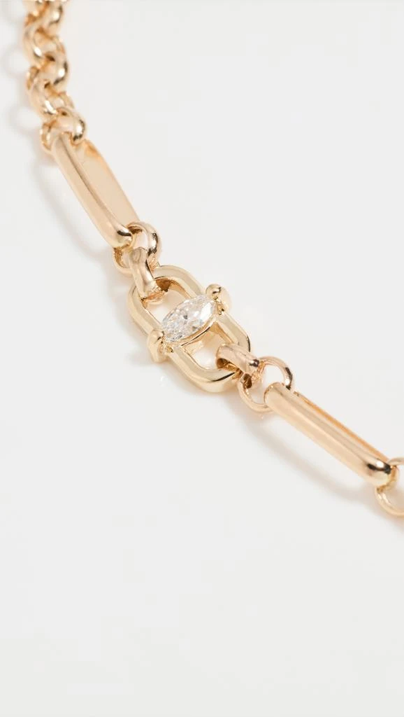 Zoe Chicco 14k Gold Medium Mixed Paperclip Rolo Chain Bracelet with Marquise Set Diamond 4