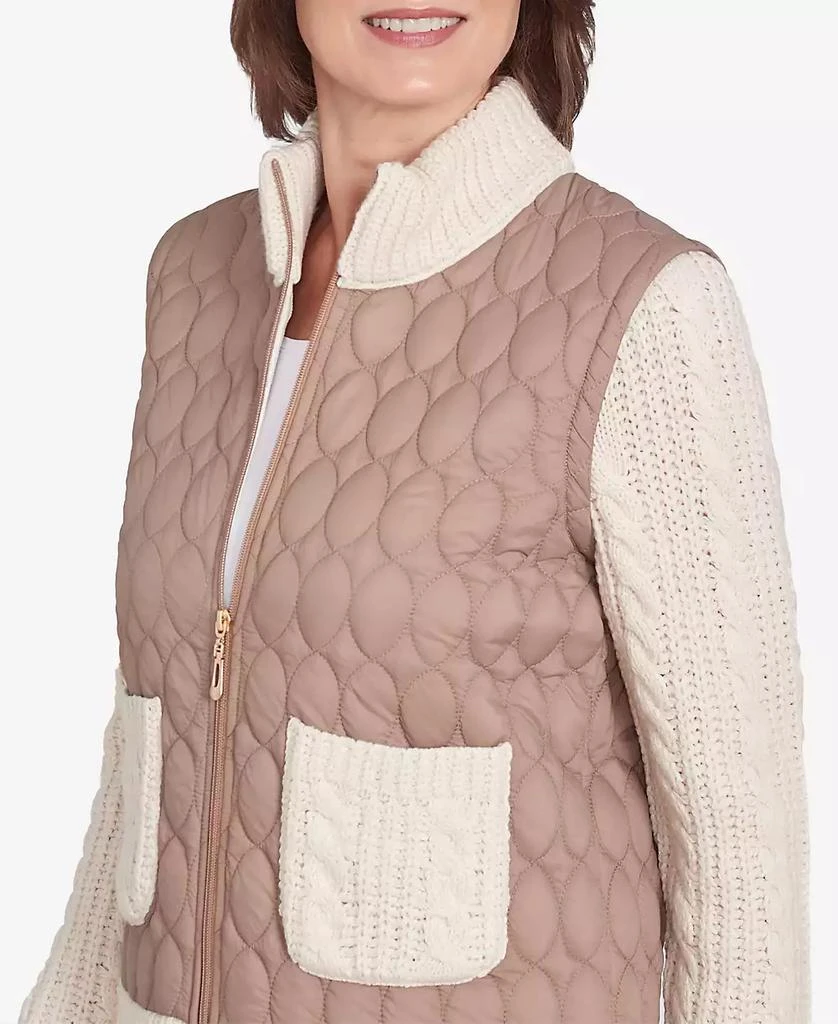 Alfred Dunner Petite Telluride Sweater Trim Quilted Jacket 5