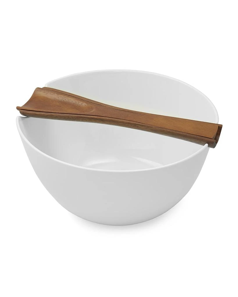 Nambe Qautro Salad Bowl with Servers 1