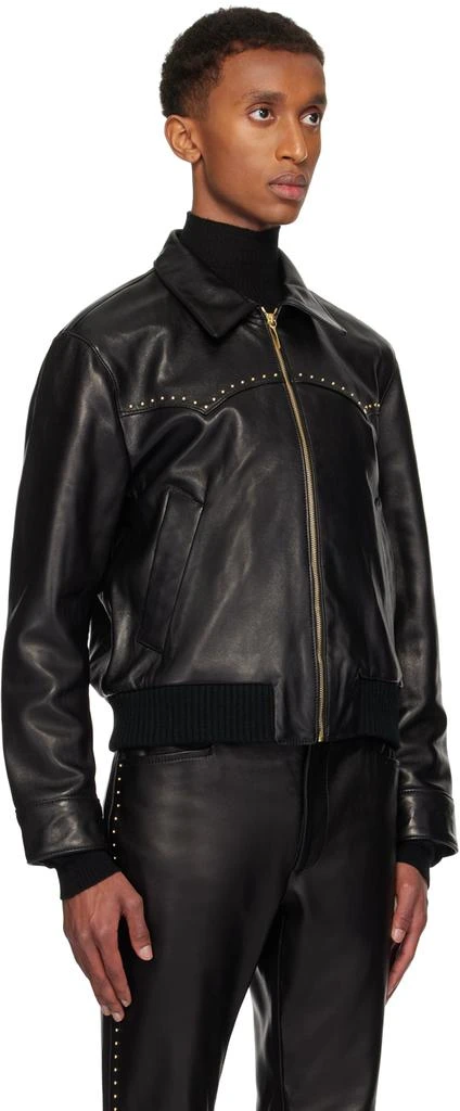 Ernest W. Baker Black Studded Western Harrington Leather Jacket 2