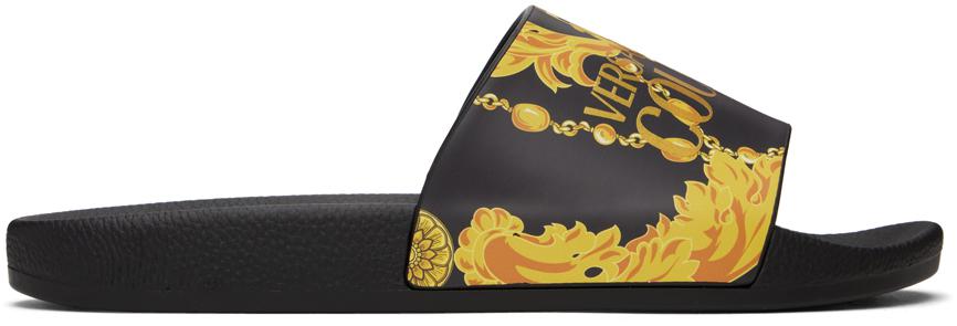 Versace Jeans Couture Black Shelly Chain Couture Slides