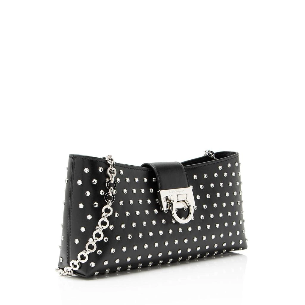 Salvatore Ferragamo Ferragamo Leather Crystal Trifolio Chain Shoulder Bag 2