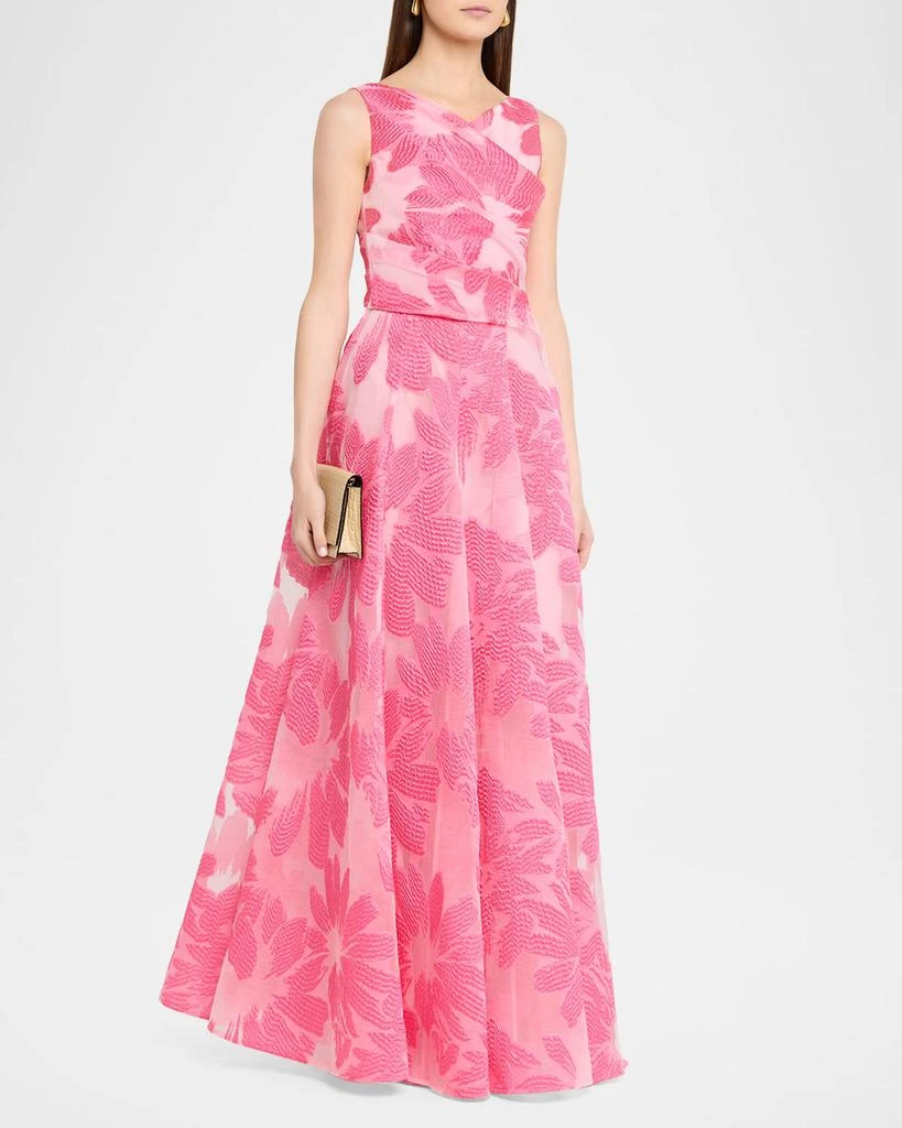 Talbot Runhof Floral Fil Coupe Sleeveless A-Line Evening Gown 4