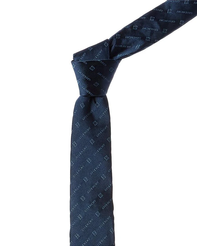 Givenchy Navy Diagonal Logo Silk Tie 1